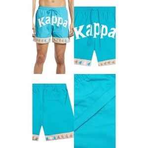 Kappa Mens Turquoise Blue Logo Swim Trunks Omini Tape Shorts Small
